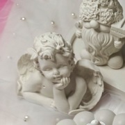 Aniołek biały i podstawka handmade ozdoby figurka 