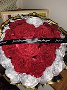 Róże ze wstążki prezent urodziny 