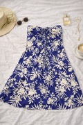 Niebieska sukienka maxi w kwiaty | strapless | letnia / wakacyjna