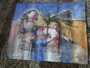 Ekspresjonizm / Abstrakcja obraz na płótnie z podpisem 55 x 44 cm ZOBACZ 