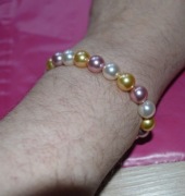 Bransoletka z pereł słodkowodnych – biały / złoty / różowy