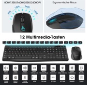 KOORUI Klawiatura i cicha myszka bezprzewodowa