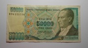 Stary banknot 50000 Turcja