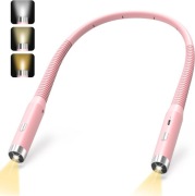 Lampka do czytania na szyję LED USB 3 barwy światła różowe 893