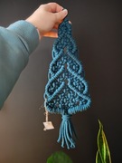 Choinka ze sznurka makrama makatka ciemnozielona 