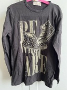 BLUZKA Dziecięca ZARA grafitowa ćwieki 9-10 lat 140 cm