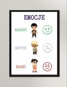Plakat montessori edukacyjny emocje a4 21x29,7 cm ramka wzory