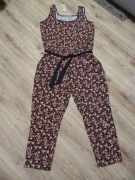 DEERBERG letni kombinezon czarny w kwiaty 100% wiskoza_ nowy_ XXL