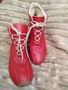   Damskie czerwone  skórzane buty sznurowane 