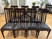 Krzesła antyczne po renowacji 8 szt. ze skórzanym siedziskiem.