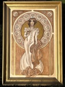 Obraz z serii "Secesja", Drewno, Złoto, Art Nouveau, Alfons Mucha