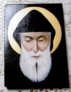Ikona ręcz.pisana na desce- Św.O.Charbel Makhlouf