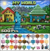 Klocki magnetyczne Typu Minecraft Giga Zestaw 500sztuk 8figurek