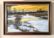 Obraz olejny Pejzaż zimowy 