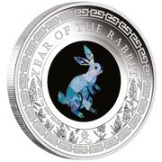 Srebrna moneta 1oz Opal Lunar rok Królika 2023 Proof, Rabbit