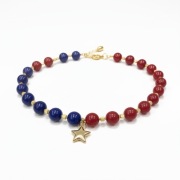 Naszyjnik kule niebieski czerwony gwiazdka USA