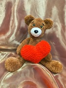 Miś pluszowy handmade z sercem | Maskotka na Walentynki prezent