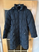 Długa, pikowana damska kurtka zimowa z kapturem H&M S