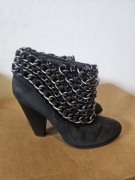 Zara skórzane botki z łańcuchami r 39