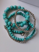 Zestaw bransoletek niebieskie turkus cyrkonie vintage retro boho 