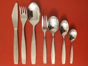 Komplet sztućców Gerlach na 6 osób bardzo duży 37 elementów PRL wzór płaski