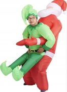 Strój Mikołaja dmuchany Zabawny kostium nadmuchiwany Mikołaj nosi elfa