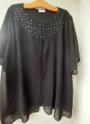 Janina Duża Czarna Tunika Wieczorowa Duży Rozmiar 58/9XL