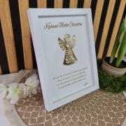 Biała ramka z Aniołkiem, podziękowanie za obecność na uroczystości