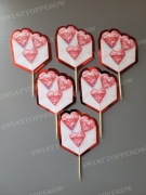 Zestaw 6 pikerów tort-babeczki-muffiny. Serca 68