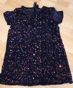 Granatowa sukienka 128 kolorowe cekiny