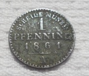 Prusy Król Wilhelm I Hohenzollern 1 fenig pfenning 1861 A Berlin KM# 480