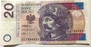 Banknot 20 zł  2016 rok unikat CC 7894931