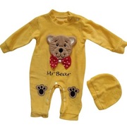 Śpiochy welurowe dla niemowlaka r 74 +czapka