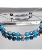 BRANSOLETKA KAMIENIE APATYT HEMATYT KULA CYRKONIE STAL REGULOWANA PUDEŁKO 