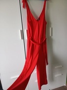 Czerwony kombinezon z dekoltem w kształcie V | Rozmiar S, EU 36/38