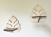 Kwietnik drewniany boho liść monstera komplet 2 szt