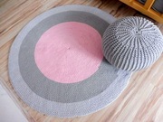 Dywan okrągły pokój dziewczynki szaro różowy 120 cm
