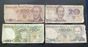 Zestaw banknotów polskich PRL 20 100 50 200 zł 
