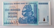 Banknot Zimbabwe 100 trylionów dolarów 2008 P91 stan bankowy UNC