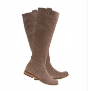 NOWE Kozaki SKÓRZANE cappuccino beż zamsz 300B LaFEMME r.38