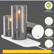 Świece LED EXTSUD, świece migoczące płomienie ze stacją ładującą i pilotem
