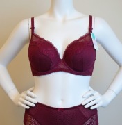 C&A  NOWY! Komplet bielizny bordo koronka XL