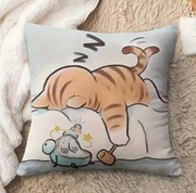 Poszewka dekoracyjna ozdobna 45x45 KOTEK na niebieskim tle KOT