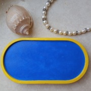 OWALNA  taca dekoracyjna z gipsu ceramicznego KOLOROWA 18cm MANUFAKTURA