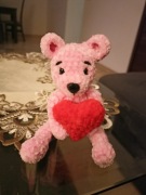 Walentynki - Miś z serduszkiem wykonany na szy