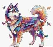 Drewniane puzzle „Husky” Pies