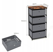 Komoda z 4 materiałowymi szufladami 42 x 33,5 x 84,5 cm, NOWE 