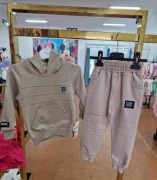 Komplet beżowy dres zestaw bluza + spodnie dresowe r. 122