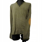 TOMMY HILFIGER BLUZKA L PASKI ŁATY CIENKA SWETER SWETEREK KOSZULKA