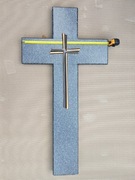 Krzyż granitowy pomnikowy 110cmx57cm z żeliwnym odlewem